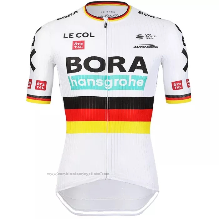 2022 Maillot Cyclisme Bora-Hansgrone Noir Rouge Jaune Manches Courtes et Cuissard